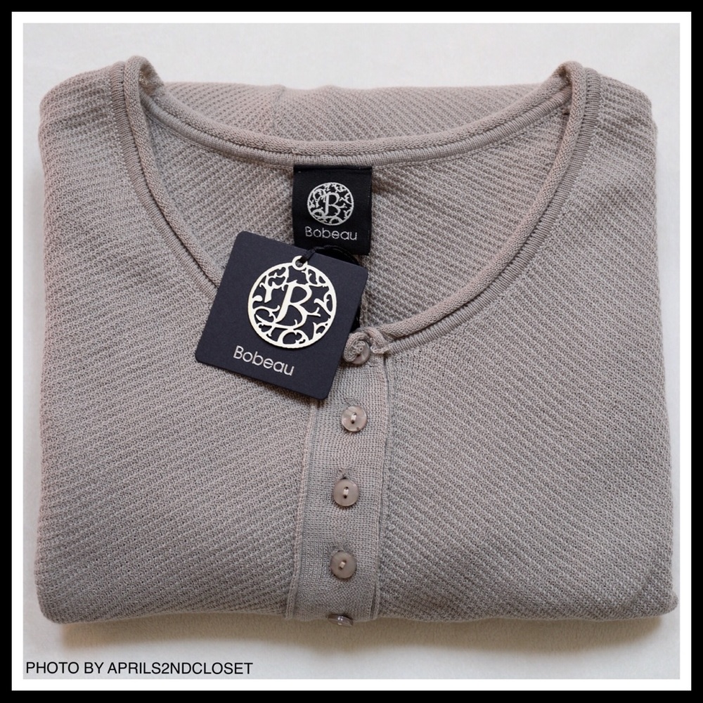 BOBEAU PLUS SIZE HENLEY TUNIC HI-LO HEM TOP - Picture 7 of 8